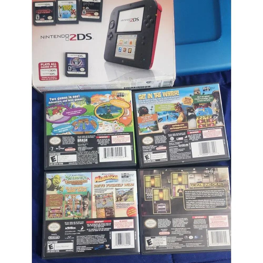 2DS Console with [8] 2DS games, Box, and Plastic Case, Everything Works